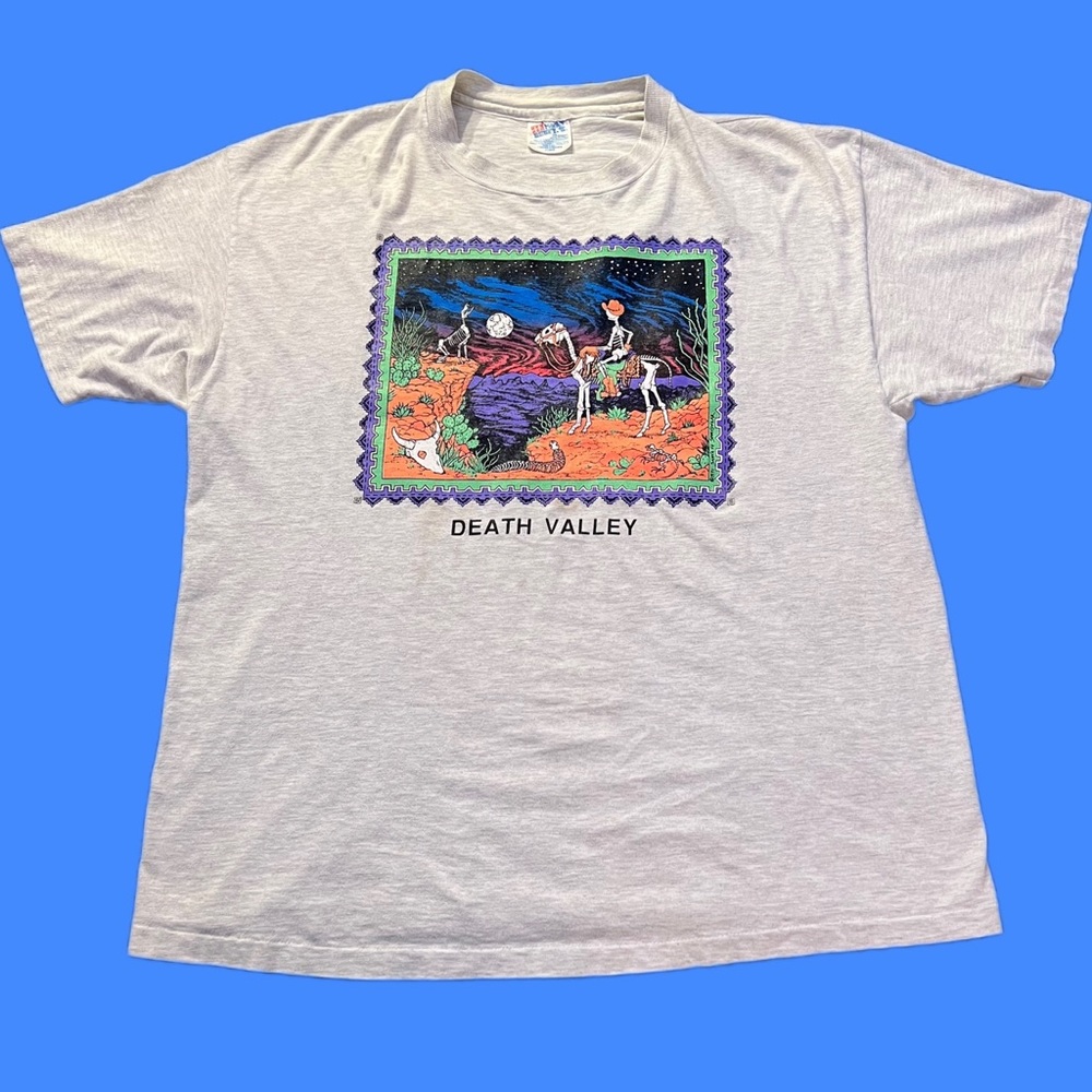 Vintage 1991 Death Valley Southwest Desert Graphic T shirt grey Single Stitch